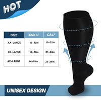 Chaussettes de compression pour femmes et hommes grande taille, tricotées, automne, 20-30 mmhg, extra larges, mollet large, genou haut, xxxl, spandex/nylon, respirantes
