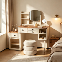 Table de maquillage moderne en bois blanc, coiffeuse pour chambre à coucher