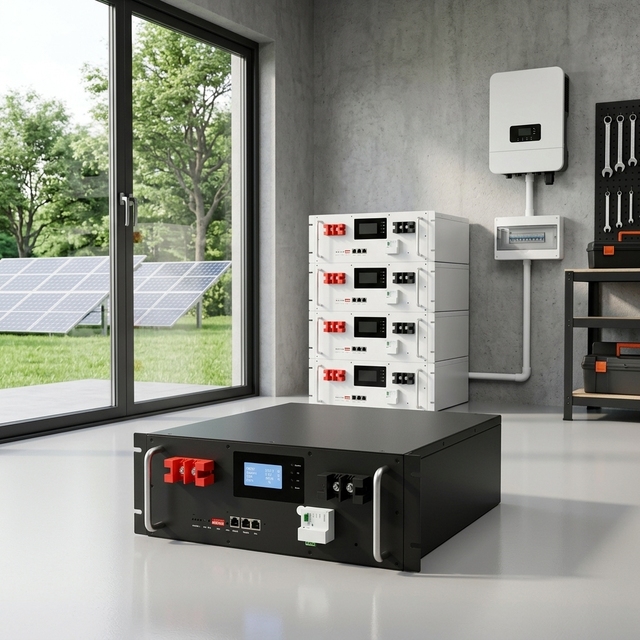 48V 100Ah LiFePO4 Battery Stackable Lithium Battery Pack 51.2V 5.12kWh Energy Storage System for Solar Panel UPS Power Supply