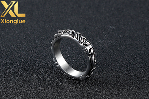 Vintage Silver Plated Copper the Four-Cornered Palace Cross-flower Vine <b>Couple</b> <b>Ring</b> Jewelry Gift - Product Image 4