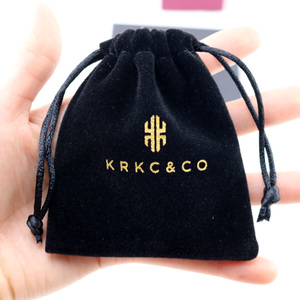 Bolsa de Terciopelo Negra Personalizada con Cordón para Empaque de Joyería - Product Image 2
