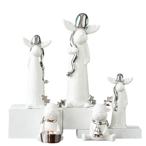 Adorno de mesa de ciervo de cerámica chapado moderno de estilo europeo, cerámica galvanizada, cervatillos, estatuilla, estatua, escultura artesanal - Product Image 5