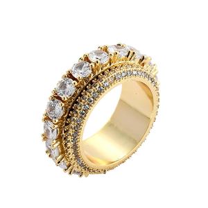 R013 rotatif hommes laiton CZ or argent couleur cubique Zircon anneau glacé <span class=keywords><strong>mode</strong></span> Hip Hop <span class=keywords><strong>bijoux</strong></span> - Product Image 3