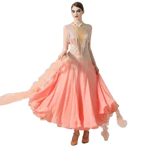 Iamond-vestido de baile de salón con tachuelas, ropa de Baile Estándar nacional moderno, vals