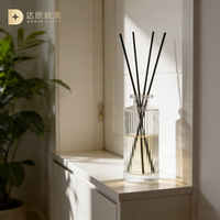 Flacon de parfum en verre transparent 150 ml, flacon de parfum à rayures 120 ml vide, flacon diffuseur en verre 200 ml avec bâtonnets en rotin à vendre