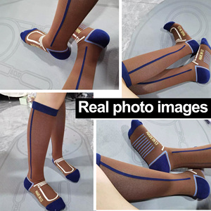 <span class=keywords><strong>Calze</strong></span> a Compressione in Cotone per Donna, Professionali per Fitness, Sport e Yoga, con Fondo in Spugna per Assorbimento del Sudore e Compressione Muscolare - Product Image 2