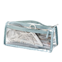 Étui à crayons transparent avec fermeture éclair pour la papeterie, sac de voyage en PVC transparent avec fermeture éclair, trousse de maquillage en PVC imperméable