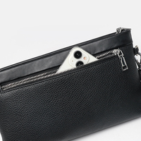 Tas tangan kulit asli pria, dompet ritsleting lembut kecantikan alami mode besar merek Premium baru trendi 2025