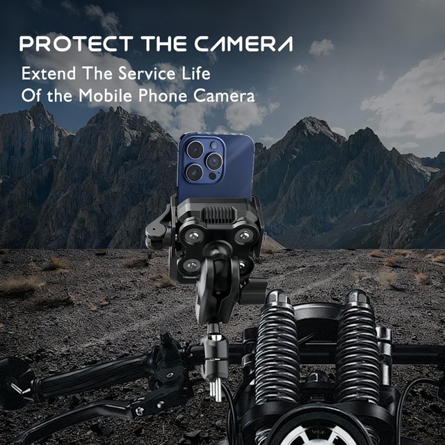 2026 Dual-Axis Bike Motorcycle Phone Mount Flexible Shock Absorbing Vibration Dampener ABS Material Half-Enclosed Holder One