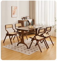 Chaise en rotin en bois massif de style nordique, chaise de salle à manger japonaise, chaise de loisirs pliable pour balcon