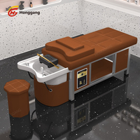 Fauteuil de massage professionnel pour salon de coiffure avec station de lavage de tête, vapeur, hydrothérapie et lit de shampoing pour massage thaïlandais