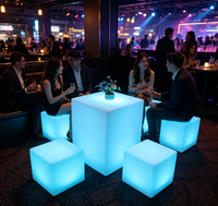 Meuble cube LED lumineux avec couleur RGBW, étanche IP65, rechargeable, pour usage extérieur