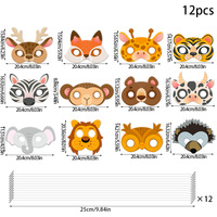 New Half Face Cartoon Animal Mask Coated Paper Birthday Party Decorations and Photo Props for Children