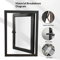 Portes et fenêtres en verre à battant pour maison passive à double vitrage en aluminium à bris thermique et à haute efficacité énergétique