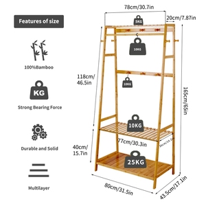 Bambou Vêtements <span class=keywords><strong>Rail</strong></span> Stand Vêtements Rack De Stockage <span class=keywords><strong>Étagère</strong></span> De Chaussures pour La Maison Chambre - Product Image 4