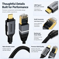 Câble USB C vers Ethernet Type C vers RJ45 Gigabit Connexion directe 1 Gbps Câble réseau LAN compatible avec ordinateur portable