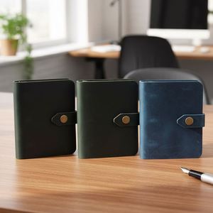 Vintage Crazy Horse Leather A9 Mini 3-Ring Binder 60 Sheets Notebook Top Layer Cowhide Journal Diary Welcome <b>Gifts</b> Promotional - Product Image 4