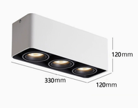 Spot de plafond moderne anti-éblouissement à montage en surface, lampe à grille rectangulaire COB LED pour l'éclairage intérieur des galeries et des magasins
