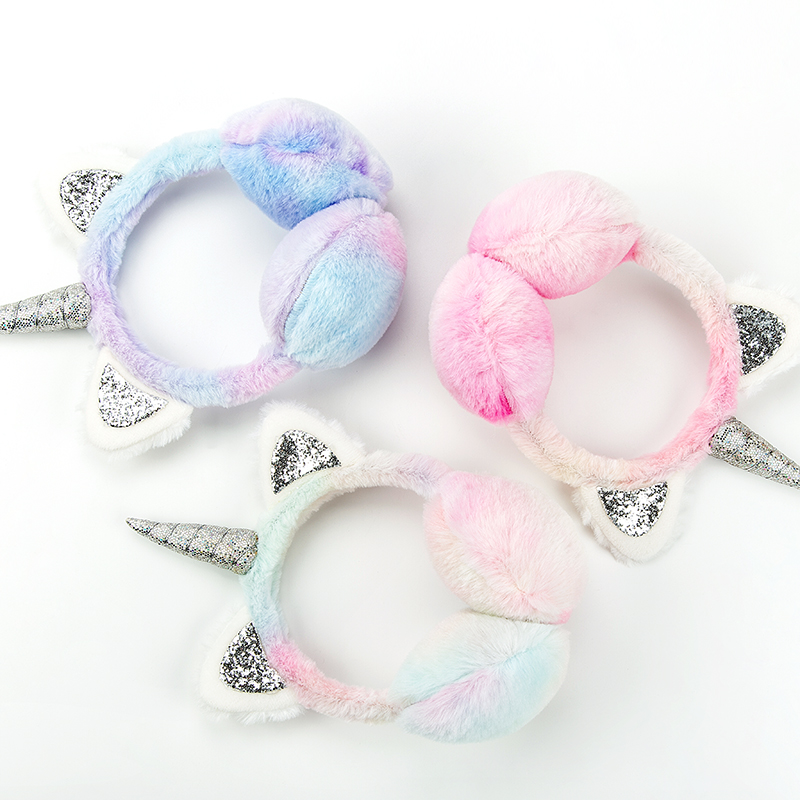 Высококачественные красочные наушники с единорогом, привлекательные зимние наушники, плюшевые наушники, защита от ветра, зимняя одежда