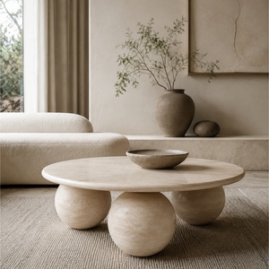 <span class=keywords><strong>Table</strong></span> basse moderne en travertin naturel de style romain, <span class=keywords><strong>table</strong></span> <span class=keywords><strong>d</strong></span>'<span class=keywords><strong>appoint</strong></span> <span class=keywords><strong>ronde</strong></span> sur mesure avec 3 pieds sphériques, mobilier pour salon et hall <span class=keywords><strong>d</strong></span>'hôtel - Product Image 5