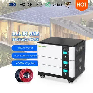 可堆叠储能48V 200AH 10kwh 48v 10kw逆变器电池风力涡轮机太阳能系统LifePO4电池