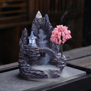 Benutzer definierte Home Decor Harz Ornamente Aroma therapie Joss Stick Weihrauch Räucher gefäß Keramik Wasserfall Rückfluss Weihrauch halter Brenner - Product Image 6