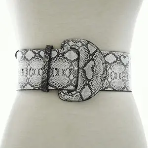 Vintage Python Pattern Imitation Leder Frauen Super breite Gürtel