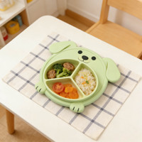 Assiette pour enfant en silicone de qualité alimentaire, imperméable, motif chien de dessin animé, personnalisable, vente en gros, pour produits pour enfants