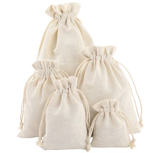 Customizable Logo Organic Cotton Drawstring <b>Bags</b> for Coffee Beans White Recyclable <b>Washed</b> Friendly Pouches for Shopping Packing - Product Image 1