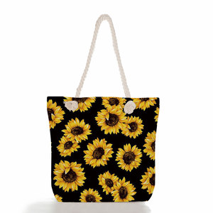 TOPASION Niedliche Cord-Tragetasche Schulterhandtaschen für Frauen Reise-Einkaufstasche Maschinenwaschbar (Sonnenblume) - Product Image 4
