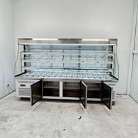 Vitrine réfrigérée multi-niveaux à façade ouverte en verre, réglable, pour présentation de plats chauds et de Malatang, avec armoire de rangement inférieure