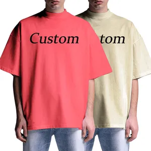 Magliette personalizzate sfuse OEM 385GSM magliette firmate girocollo di lusso di colore brillante per uomo t-shirt boxy con spalla scesa di buona qualità
