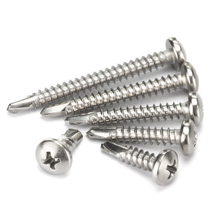 Bolsa <span class=keywords><strong>de</strong></span> 100 piezas <span class=keywords><strong>de</strong></span> acero inoxidable 410 Pan redondo autoperforante tornillo para techos M4.2 M4.8 sistema <span class=keywords><strong>de</strong></span> medición métrica empotrada en cruz - Product Image 5