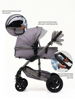 Poussette bébé 3 en 1 EN1888, haute position, antichoc, avec nacelle, cadre en alliage d'aluminium, harnais de sécurité 5 points