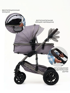 Poussette bébé 3 en 1 EN1888, haute position, antichoc, avec <span class=keywords><strong>nacelle</strong></span>, cadre en alliage d'aluminium, harnais de sécurité 5 points - Product Image 6