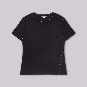 เสื้อยืดโออีเอ็ม สตรีทแวร์ ดีไซน์วินเทจ Y2K ผ้าฝ้ายทรงปกติ ฮิปฮอป 260GSM หนัก ตกแต่งหมุด สีดำ - Product Image 5