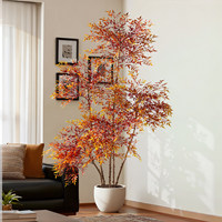 Arbre artificiel Nandina de 7,4 pieds, plante en bambou artificiel pour l'aménagement paysager commercial, décoration intérieure et extérieure avec des feuilles réalistes