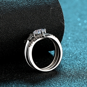 Plata 925 Original excelente corte 0,8 Ct prueba de diamante pasado Moissanite Cronw anillo conjunto brillante piedras preciosas anillos de boda para mujeres - Product Image 5