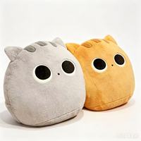 Peluche anti-stress chat noir de dessin animé, semi-finie, en cuir, garnie de coton PP, pour enfants