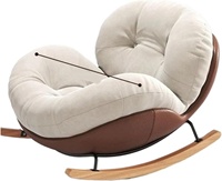 Fauteuil inclinable à bascule surdimensionné en tissu crème avec dossier en forme de cœur, structure métallique, double siège pour balcon/salon
