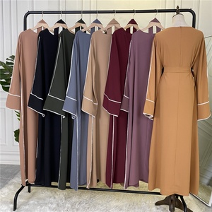 6472# Nida Abaya Solid Color White Border Detail Pray Islamic Women Abaya Muslim Dresses - Product Image 3