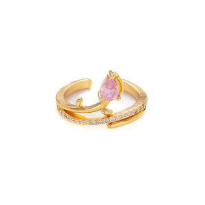 Bague en Zircon Tulipe Goutte d'Eau en Argent et Or pour Femme, Bijou de Fiançailles Tendance, Motif Floral, Insertion Sans Fin - Product Image 5