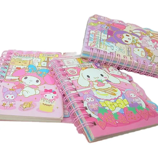 Caderno de fichas soltas série Sanrioed DHF A5 Kawaii Anime Cinnamoroll Kuromi Mymelody Caderno de papelaria escolar diário