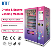 Distributeur automatique de boissons et de collations coloré avec écran tactile et module de paiement pour les espaces commerciaux