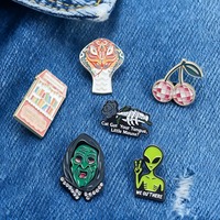 1/6pcs [고딕 크리에이티브 칼라 핀 쥬얼리] 고딕 펑크 미니멀리스트 만화 브로치, 귀여운 펑크 고딕 옷깃 배지