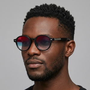 Gafas de sol redondas con montura completa para hombre, lentes de espejo, protección UV 100%, protección solar para adultos - Product Image 1