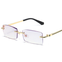Lunettes de lecture polarisées sans monture avec bordure en diamant, anti-lumière bleue, pour femmes ou hommes, monture en métal