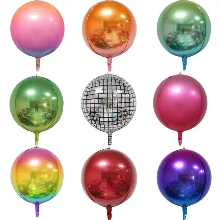 Hot Sale Multicolor Party Decoration 22 Inch Wholesale Aluminium 4d Round Foil Balloons