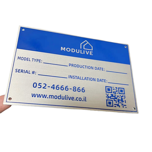 <span class=keywords><strong>Plaque</strong></span> signalétique en aluminium gravée sur mesure pour équipement <span class=keywords><strong>de</strong></span> machine Gravure gravée aluminium brossé peint en bleu - Product Image 2