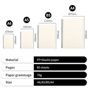 Cuaderno diario de papel A4 A5 con reglas universitarias al por mayor, páginas con logotipo personalizado, cuaderno en espiral liso personalizado, 80 páginas de doble cara - Product Image 3